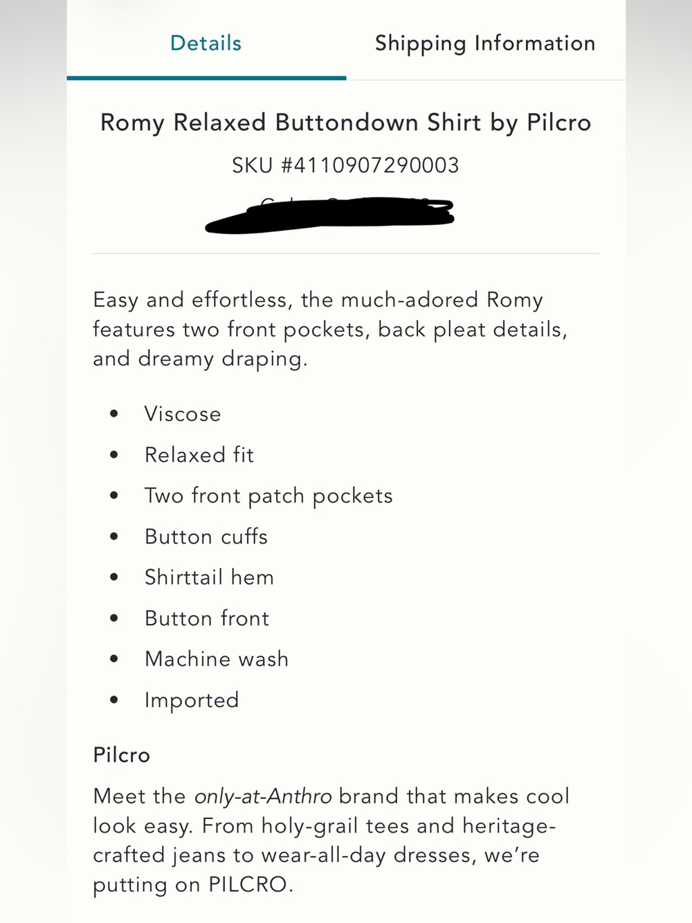 NWT Romy Shirt by Pilcro Anthropologie with Zebras Safari Size Large - Picture 5 of 5